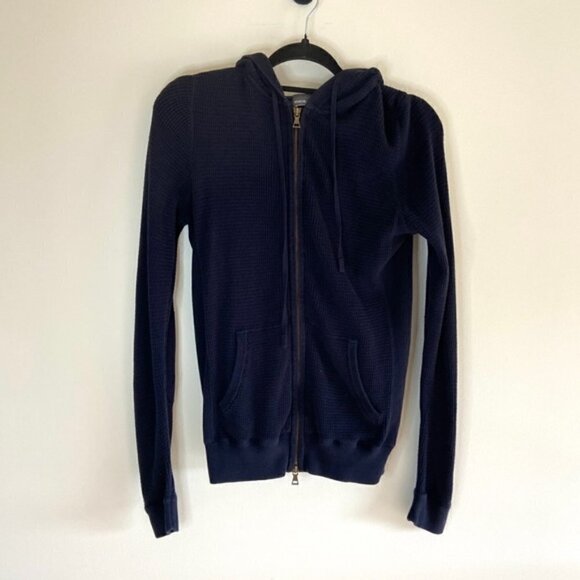 𝅺vince Waffle knit navy hooded jacket - Picture 7 of 8
